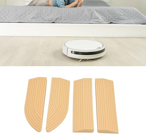 Miniatura 3 de Juego de rampas de umbral de puerta, elevación de 0.6 pulgadas, 4 piezas, rampas de goma para silla de ruedas, color crema