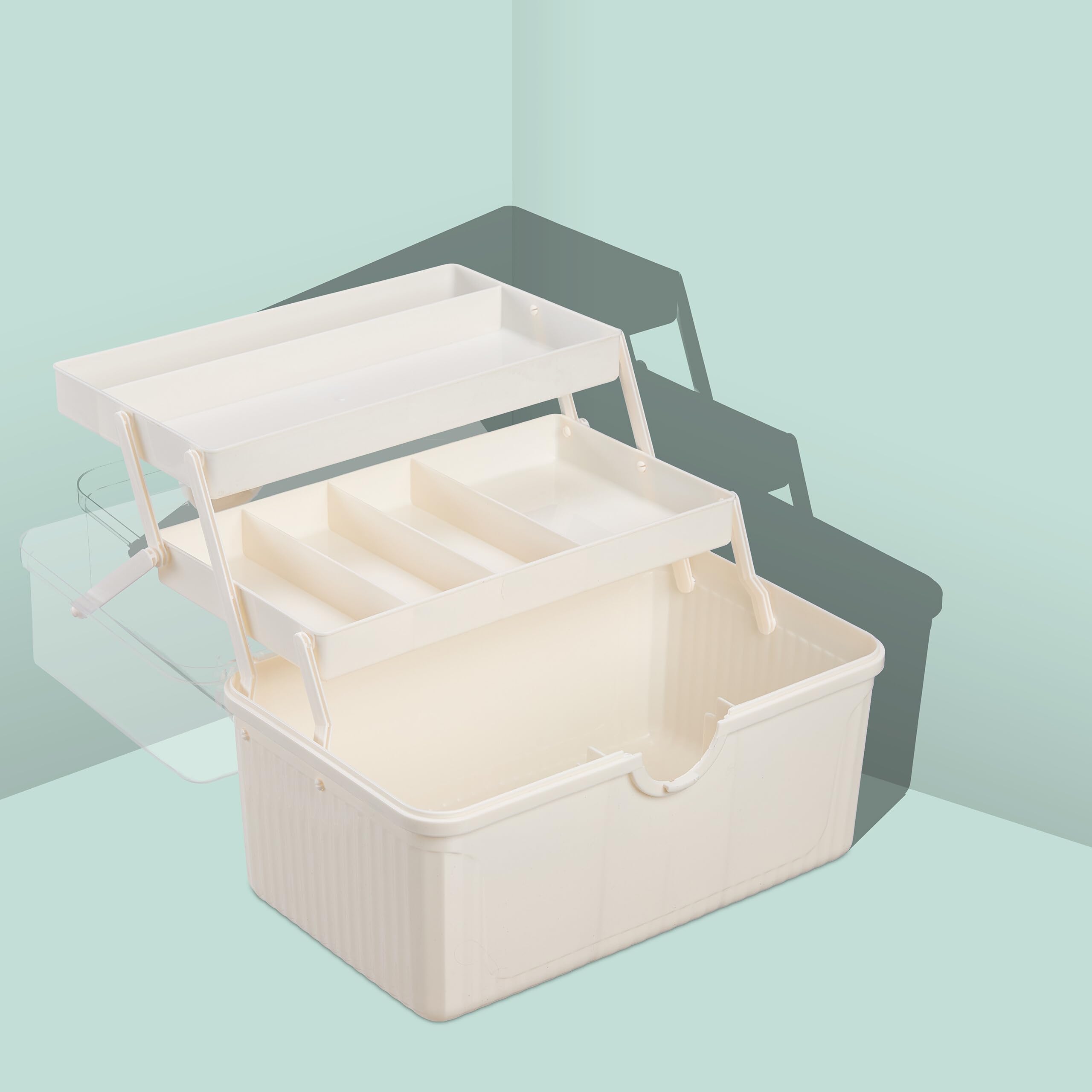 Relaxdays Cassetta Kit Pronto Soccorso, 7 Scomparti, Box Medicinali, Emergenze Mediche, Plastica, HLP: 20,5x30x21 cm