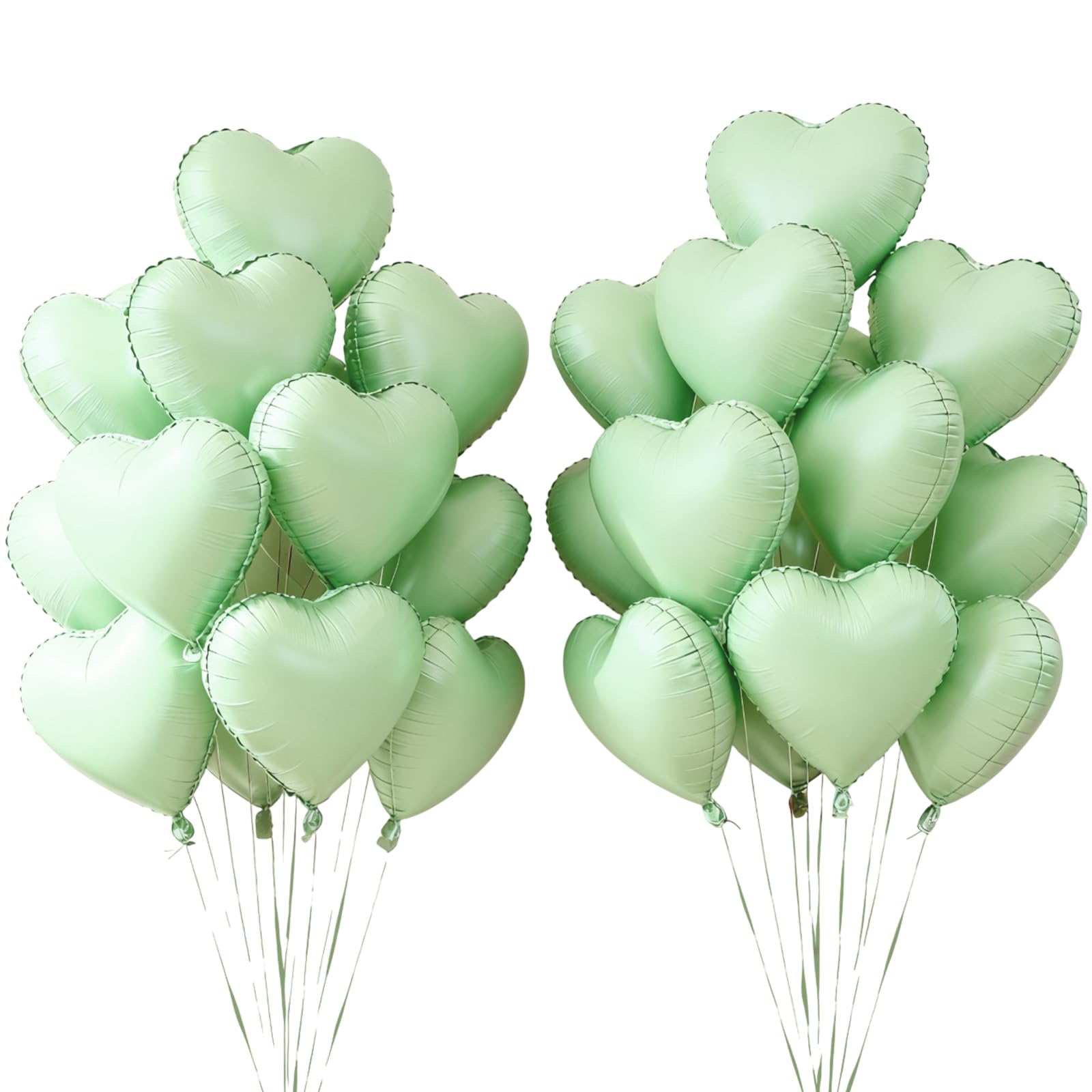 24 Pcs Heart Balloons 18 Inch, Heart Shaped, Foil Helium Balloons, Foil Helium, Suitable for Decorating Birthday Parties, Engagement Parties, Weddings, Valentine's Day and Other Festivals, Green