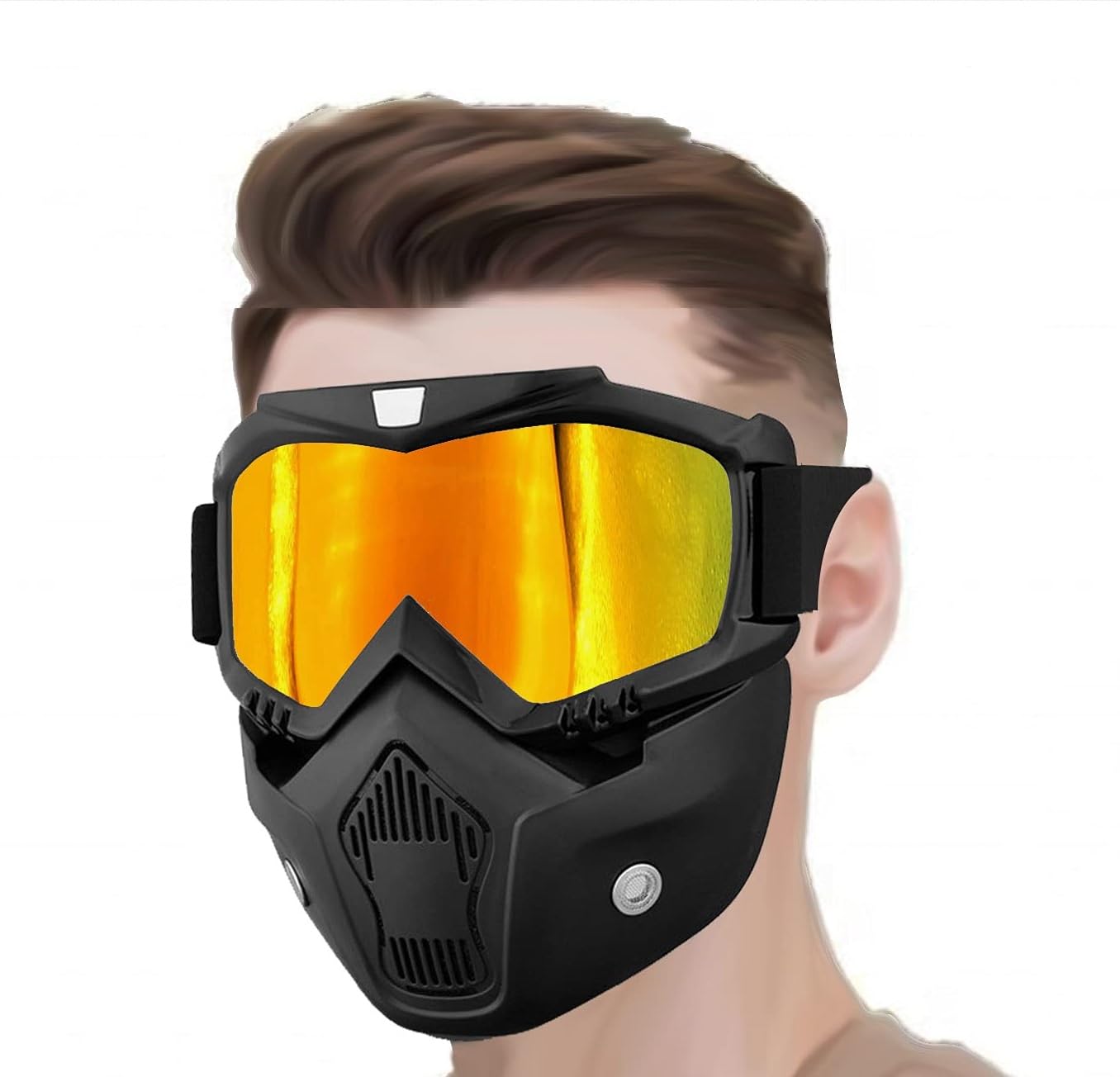 Sixfire Goggle Mask Anti Scratch UV Protective Open Face & Eyewear Windproof Dirt Shield Adjustable Strap Soft Foam Padded Detachable for Cycling Bike Off Road Racing Riding Unisex (Golden)