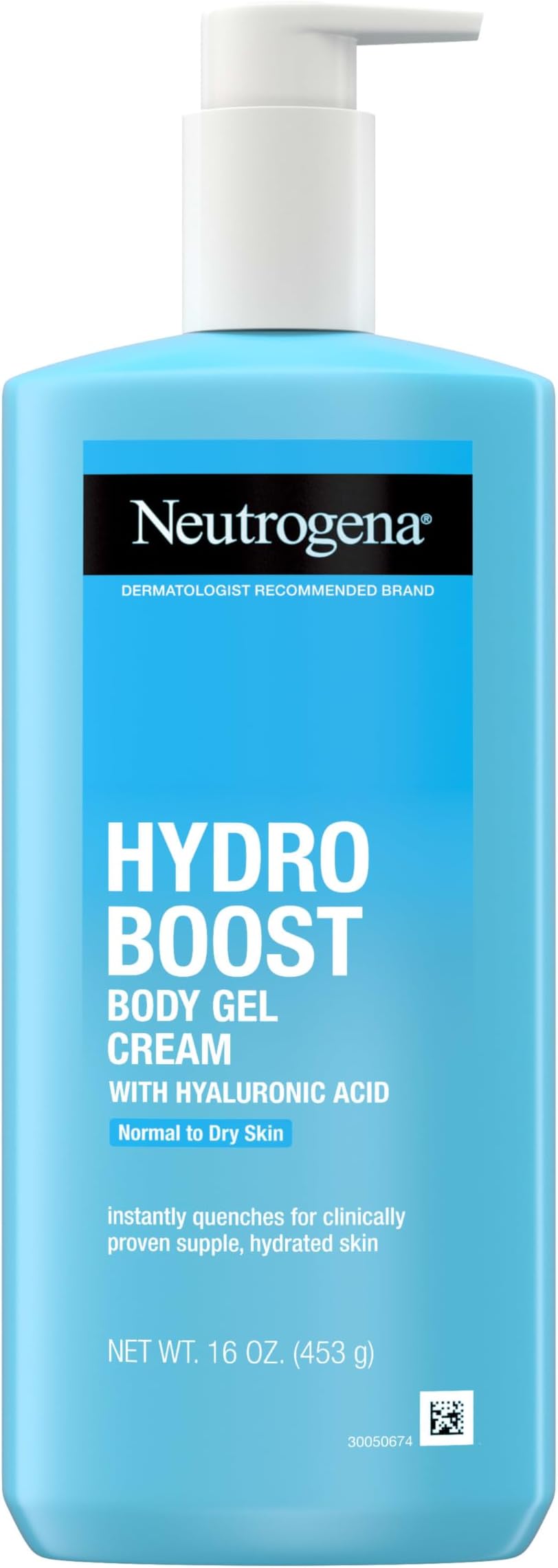 Neutrogena Hydro Boost Body Moisturizing Gel Cream with Hyaluronic Acid, Non-Greasy & Fast Absorbing, Lightweight Hydrating Body Lotion for Normal to Dry Skin, Paraben- & Dye-Free, 16 oz