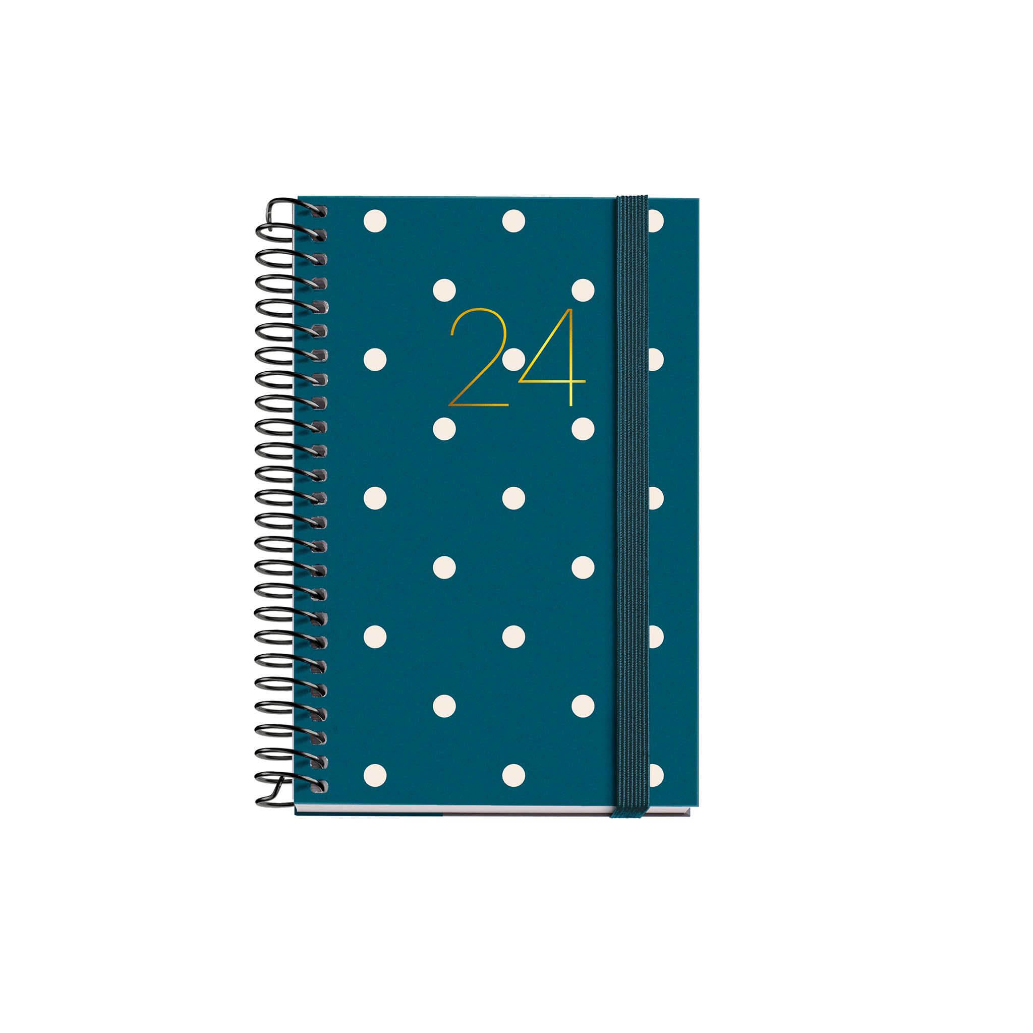 Miquelrius, Annual Diary 2024, Day Page, Caddy Size 80 x 120 mm, Hard Cover, Spiral Binding, Elastic Closure, Catalan