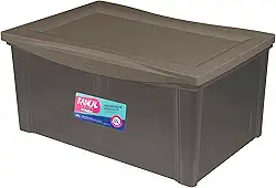 Ordene - Caixa Organizadora Plástica Larga de 65 Litros, Cor Camurça, Linha Radical