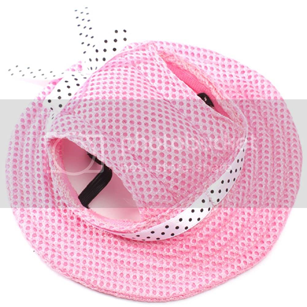 MaruPetRound Brim Princess Hat Visor Hat Pet Dog Mesh Porous Sun Hat with Ear Holes for Small, Extra Small Dog Teddy, Pug, Chihuahua, Shih Tzu, Yorkshire Terriers, Papillon Pink L
