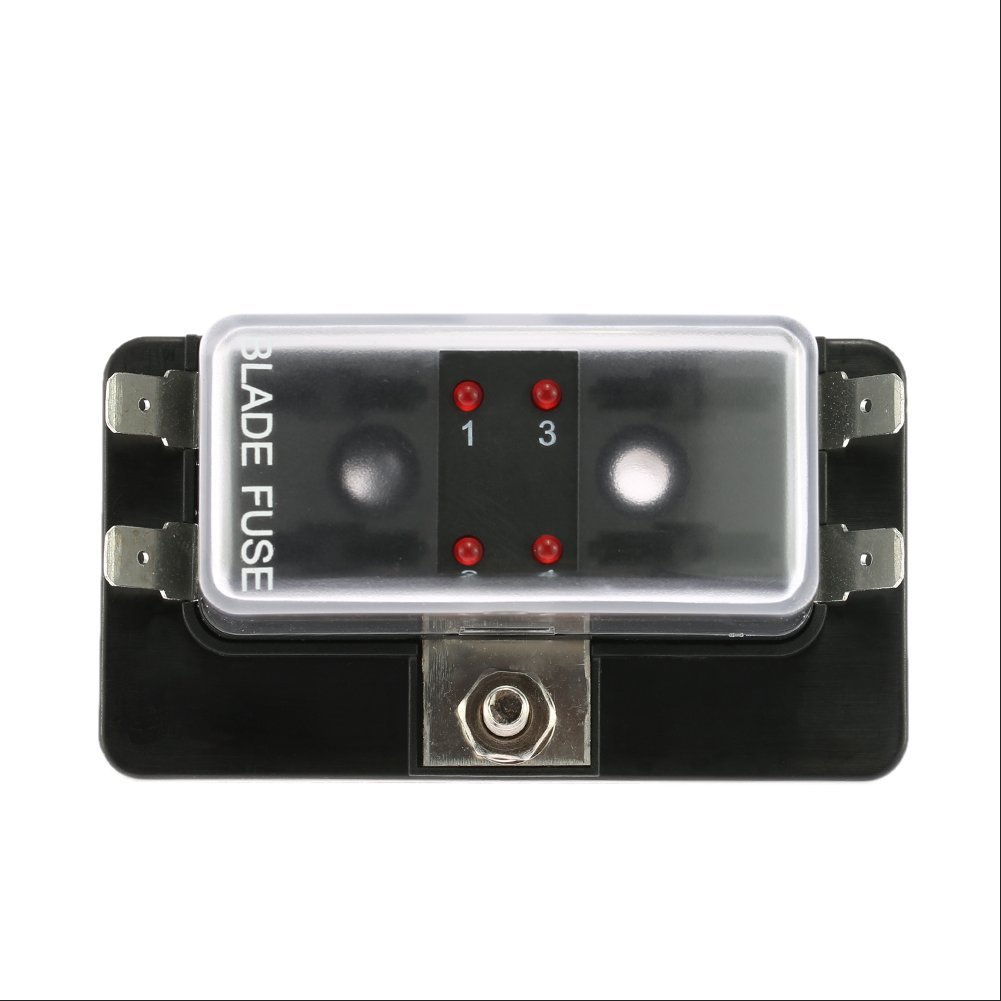 Buy Fuse Block, Qiilu 4 Way Blade Fuse Box 32V 4 Way Circuit Blade Fuse