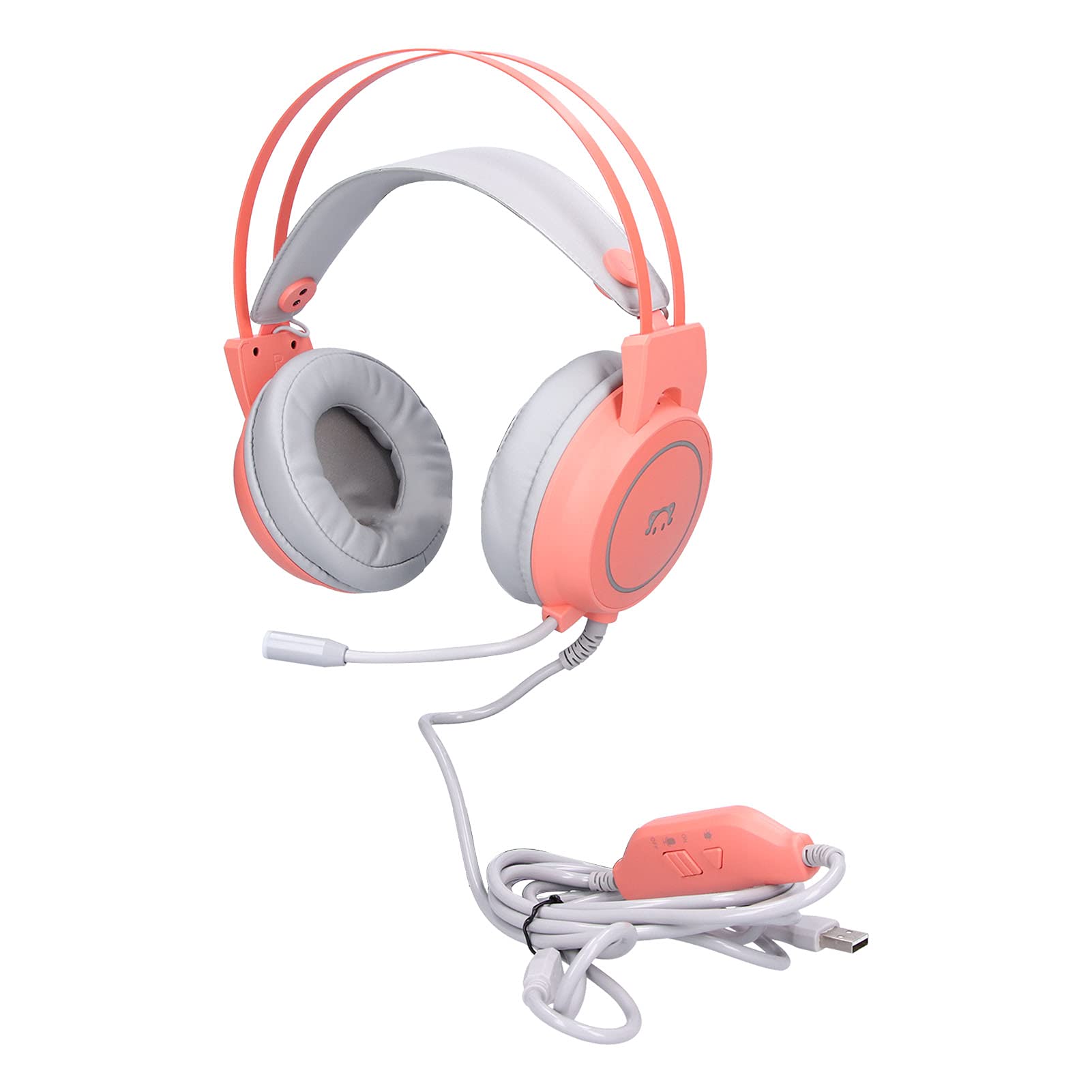 Casque de Jeu Filaire avec Microphone, Casque de Jeu pour PC, Son stéréo Surround Confortable, Casque RVB, Micro omnidirectionnel réglable pour matériel de Jeu Informatique, léger (Rose)
