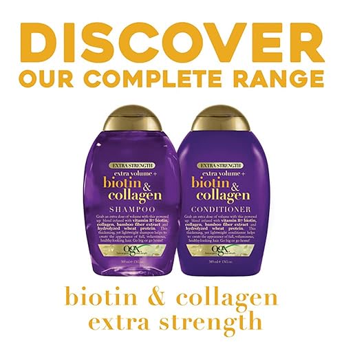 Miniatura 6 de OGX Champú y acondicionador voluminizador extra fuerte de biotina y colágeno con vitamina B7 y proteína de trigo hidrolizada para cabello fino