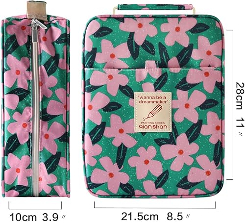 Vista 10 de qianshan Ranura para estuche para lápices, capacidad para 260 lápices de colores o 180 bolígrafos de gel con cierre de cremallera 260-Azul Rosa Daisy