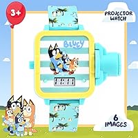 Vista 3 de Accutime Bluey - Reloj de proyector digital para niños con 6 diapositivas de imagen, correa de personaje ajustable, pantalla LCD digital, botón