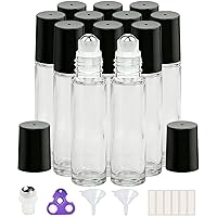 Vista 44 de PrettyCare Paquete de 12 botellas de rodillo de aceite esencial de 0.3 fl oz con bola de rodillo de acero inoxidable – Botellas de vidrio rosa