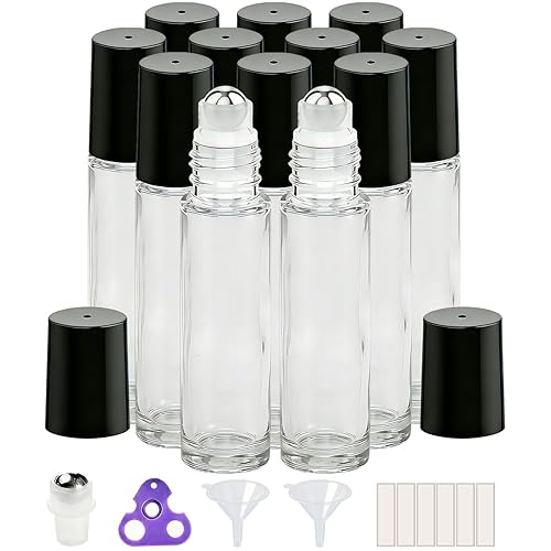 Miniatura 8 de PrettyCare 6 piezas, botellas roll-on de 10 ml para aceites esenciales con bola de rodillo de acero inoxidable - Botellas rellenables a prueba