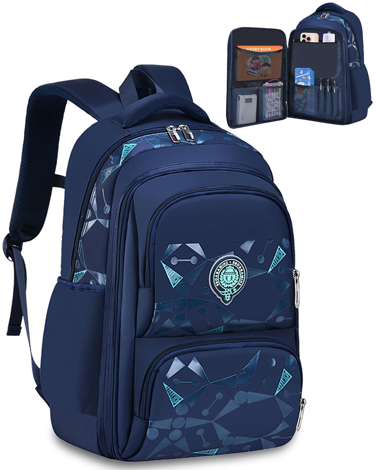Pomefar School Bag for Boys, Water Resistant School Backpack with Mulitiple Pockets,Large Capacity School Bag available for 15.6inch Laptop