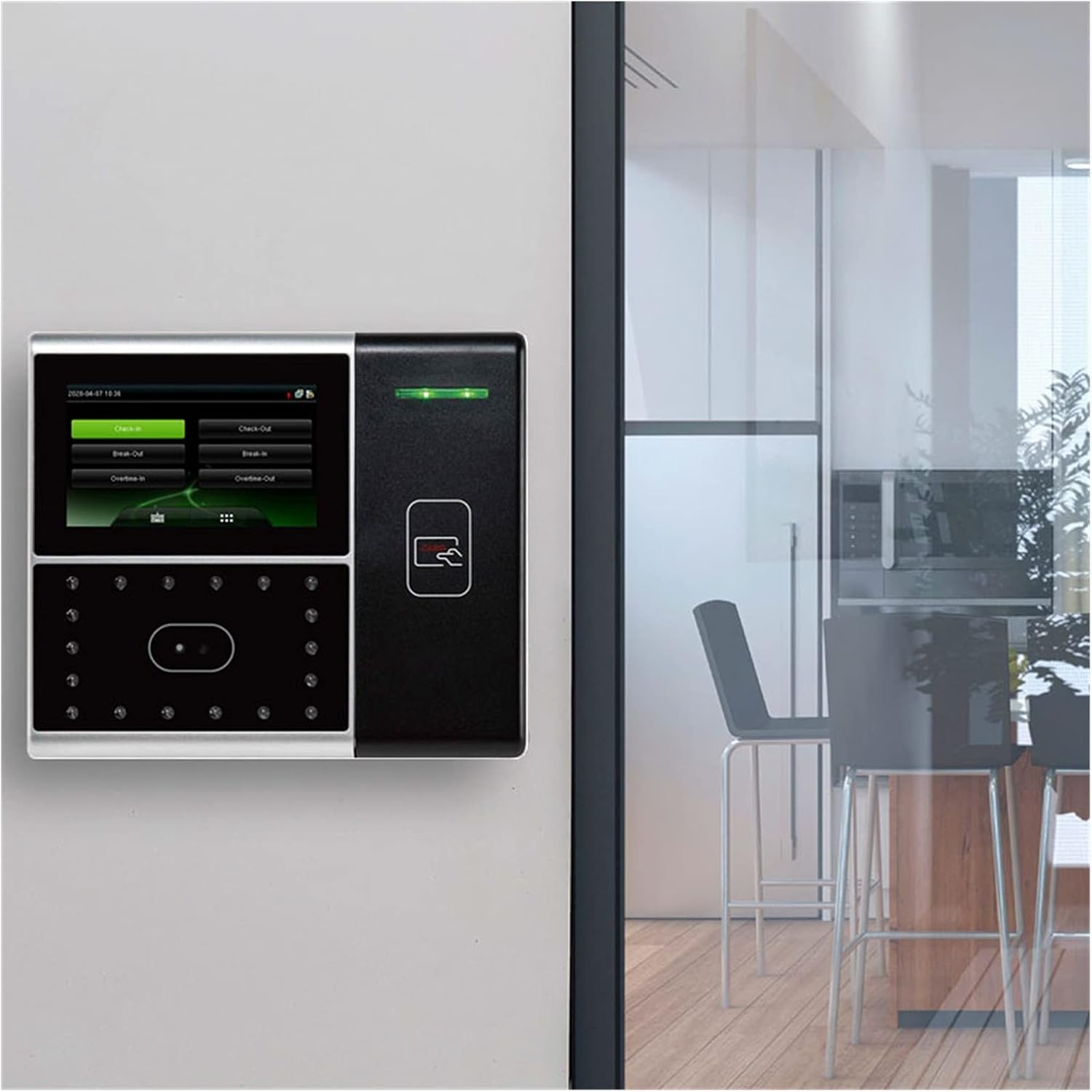 Iface301 device mounted on a wall in an office environment.