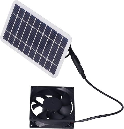 Miniatura 6 de VTOSEN Kit de ventilador de panel solar de 2.5 W, ventilador de escape solar eficiente para mascotas con cargador solar y placa de carga incluidos,