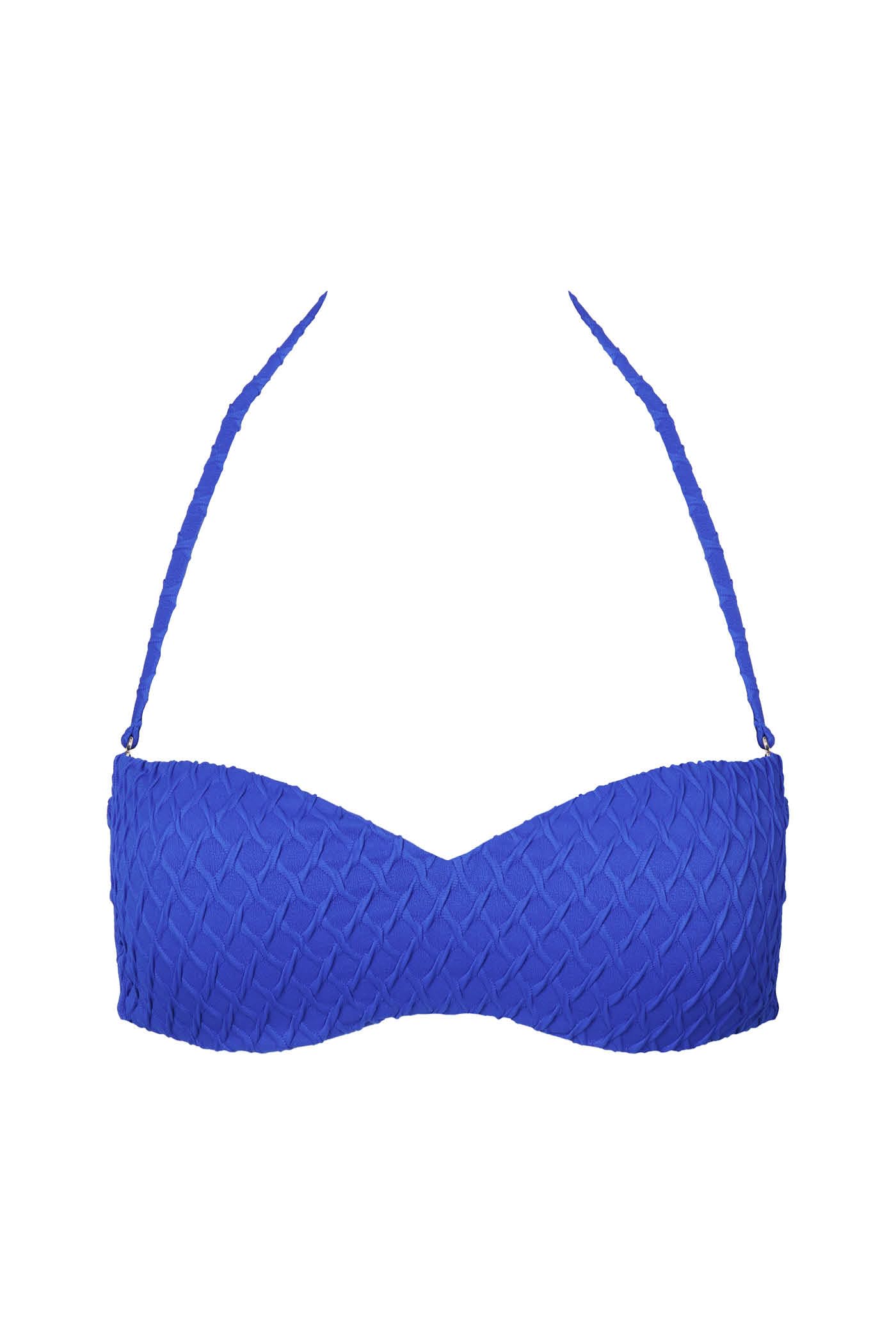 Goldenpoint Donna Costume da Bagno Fishnet - Parte Alta del Bikini - Fascia Push Up con Spallina Removibile Doppiato con Lavorazione Jacquard Tinta Unita