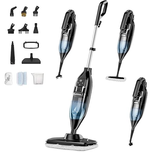 Steam Mop, 12-in-1 Powerful Handheld Steam Cleaner Detachable Steam Mops for Floor Cleaning, 550ML Removable Tank, 23FT Power Cable, MultiPurpose Steamer for Hardwood, Tile, Grout, Furniture