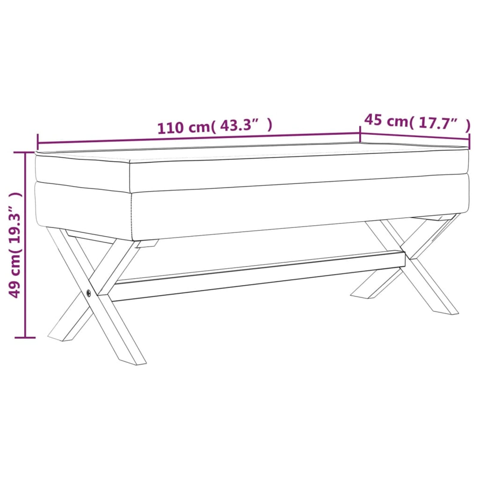 ShGaxin Taburete con almacenaje Terciopelo Gris Oscuro 110x45x49 cm, Taburete Bajo, Taburete Pequeño, Taburete Meditacion, Taburetes De Cocina