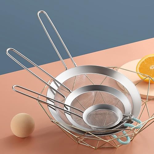 Miniatura 5 de Coladores de malla fina de acero inoxidable 304 de 3.15 pulgadas para cocina, colador con asa, tamices de tamiz para alimentos, té, arroz, aceite,