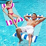 Inflatable Pool Floats Adult Size - 2 Pack Pool Floaties with Manual Air Pump,4-in-1 Multi-Purpose Swimming Pool Toys As Pool Lounger,Pool Hammock,Chair,Noodle,Portable Water Floats