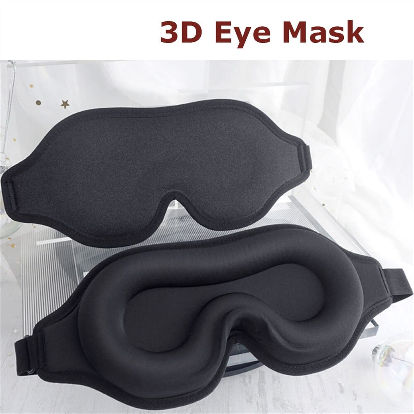 Śpiąca maska, opaska na oczy bez ciśnienia oczu Maski na oczy do spania 3D oddychająca maska ​​na oczy do spania w całości czarna