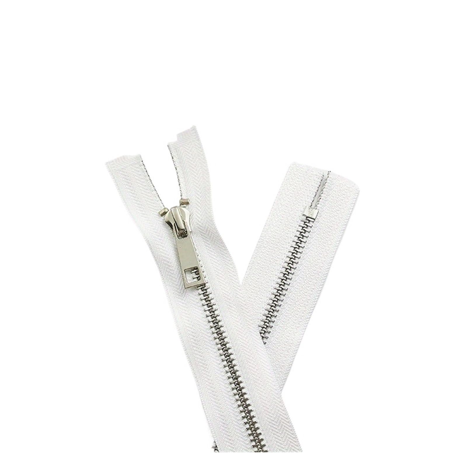 5 piezas de 15-30 cm 5# cremallera de metal plateado dientes de aleación en Y dientes lisos bolsa bolsillo bolsa de cuero cremallera (blanco, 30 cm)