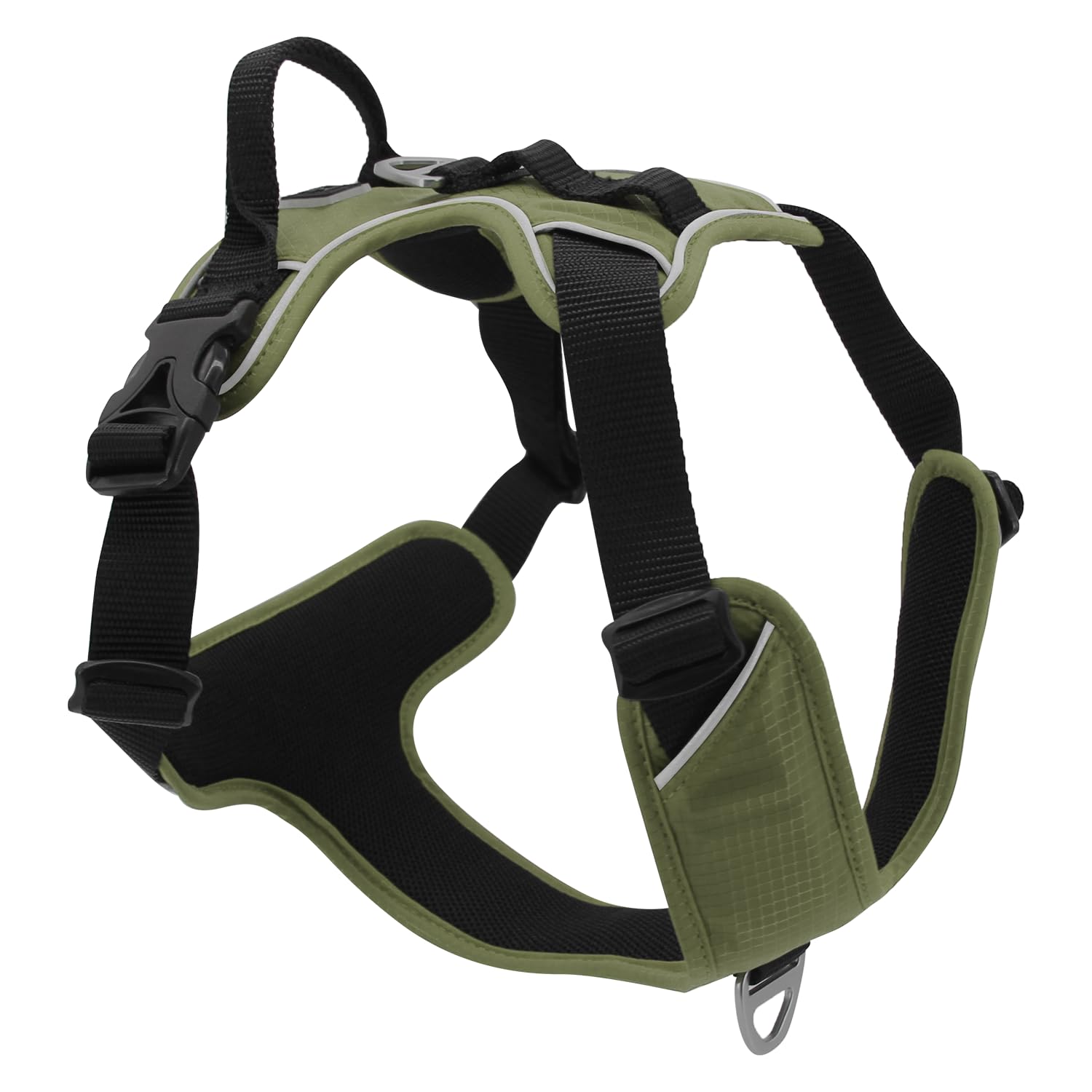 JACK AND VANILLA, Ergonomic Pet Harness, Custom Fit, Reflective Design, Durable and Weatherproof, Size XS, Olive Green, Expedition
