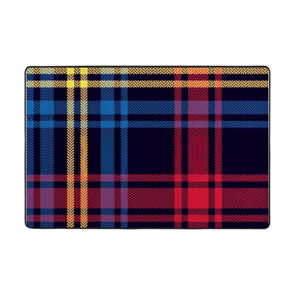 Tapis corail motif tartan grand format 60 x 39 inch en tissu polyester extensible