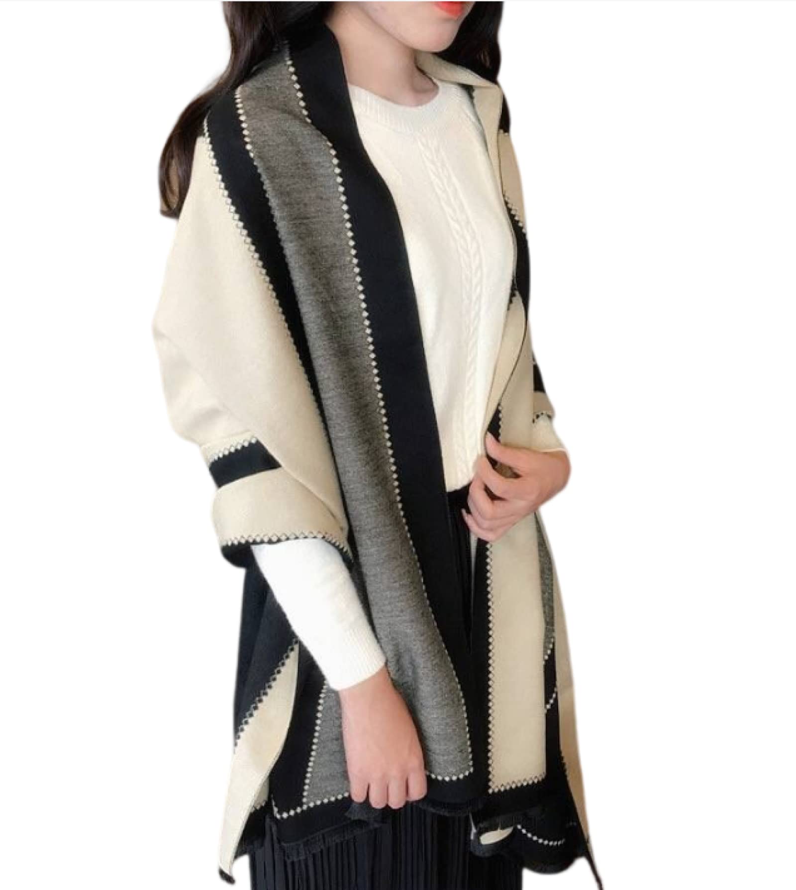 Schals Damen Tücher Halstuch Scarf Eleganter Retro-Schal, Schal, Damen, Herbst, Winter, Dick, Warm, Koreanischer Stil, Jacquard, Schalldämpfer, Pashmina