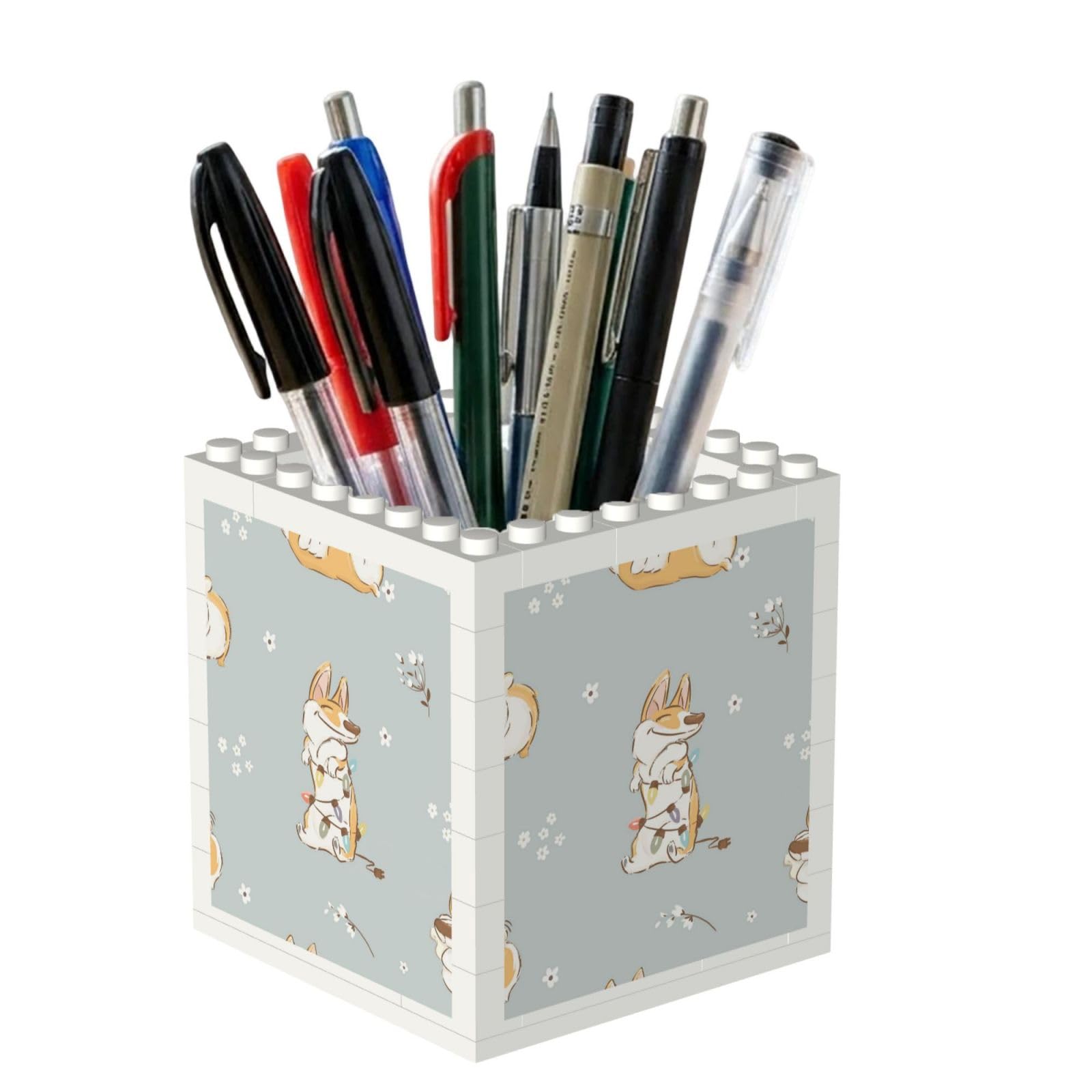 Poadnly Cute Corgi, Pen Pot Pencil Holder for Office Home School, Compact Desk Organiser for Office Stationery