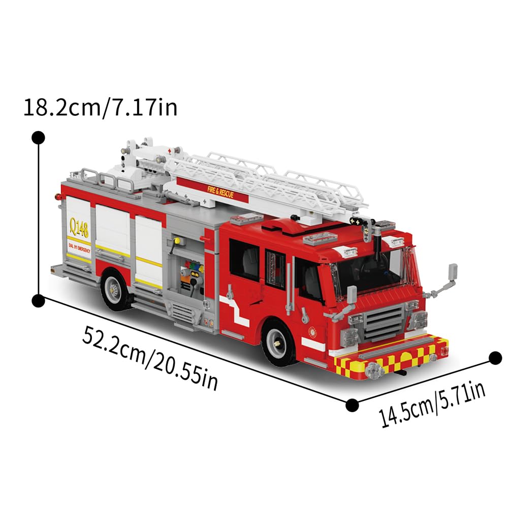 39134 US-Feuerwehrwagen Hoch Wasserturm Bausteinsatz, 3033 Stück Feuerwehr Rettungsfahrzeug Baublock Modell Sets, Erwachsene Kreative Enthusiasten Modell Geschenke und Einzigartige Sammlerstücke