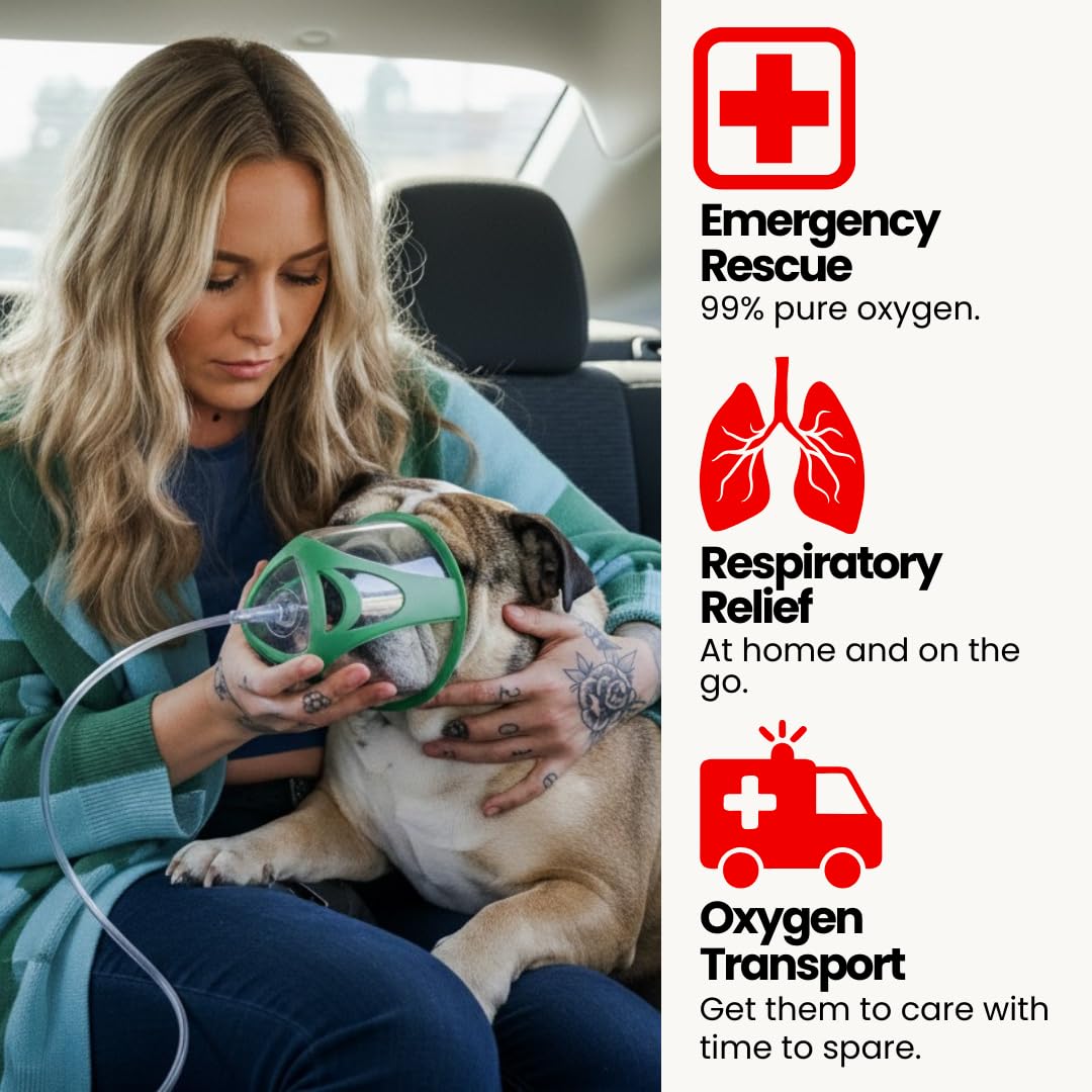 Dog Rescue Oxygen Kit - Portable Oxygen Supply for Pets for Transport and Rescue - Oxygen, Mask, Regulator, Tubing & Travel Case Included (5.0-10.0 kg)