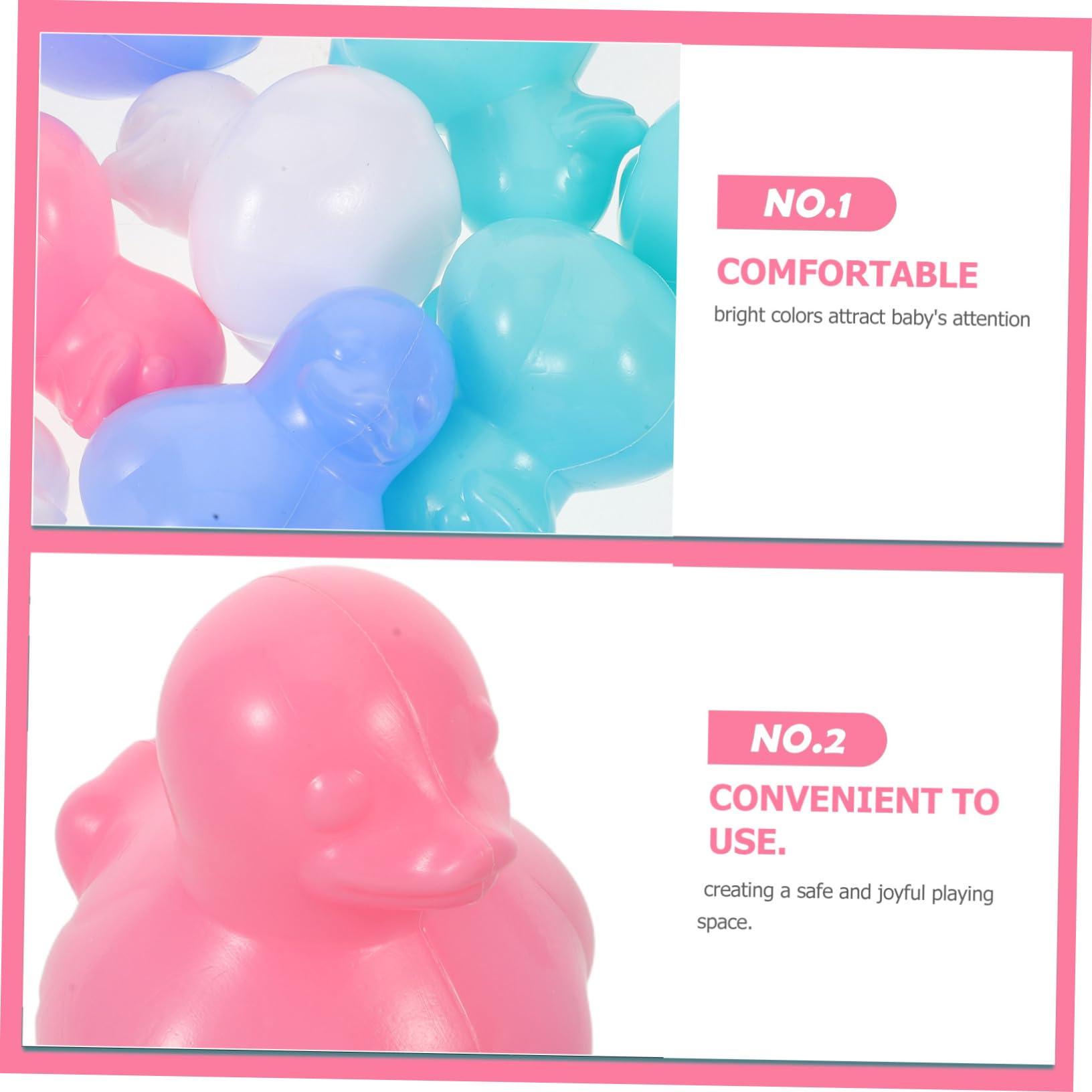 VANZACK 64 Palline per Piscina Galleggianti Tema Paperella Giocattoli da Bagno per Palline in Plastica Colorate per Giochi Acquatici Indoor e Attività Genitore-figlio