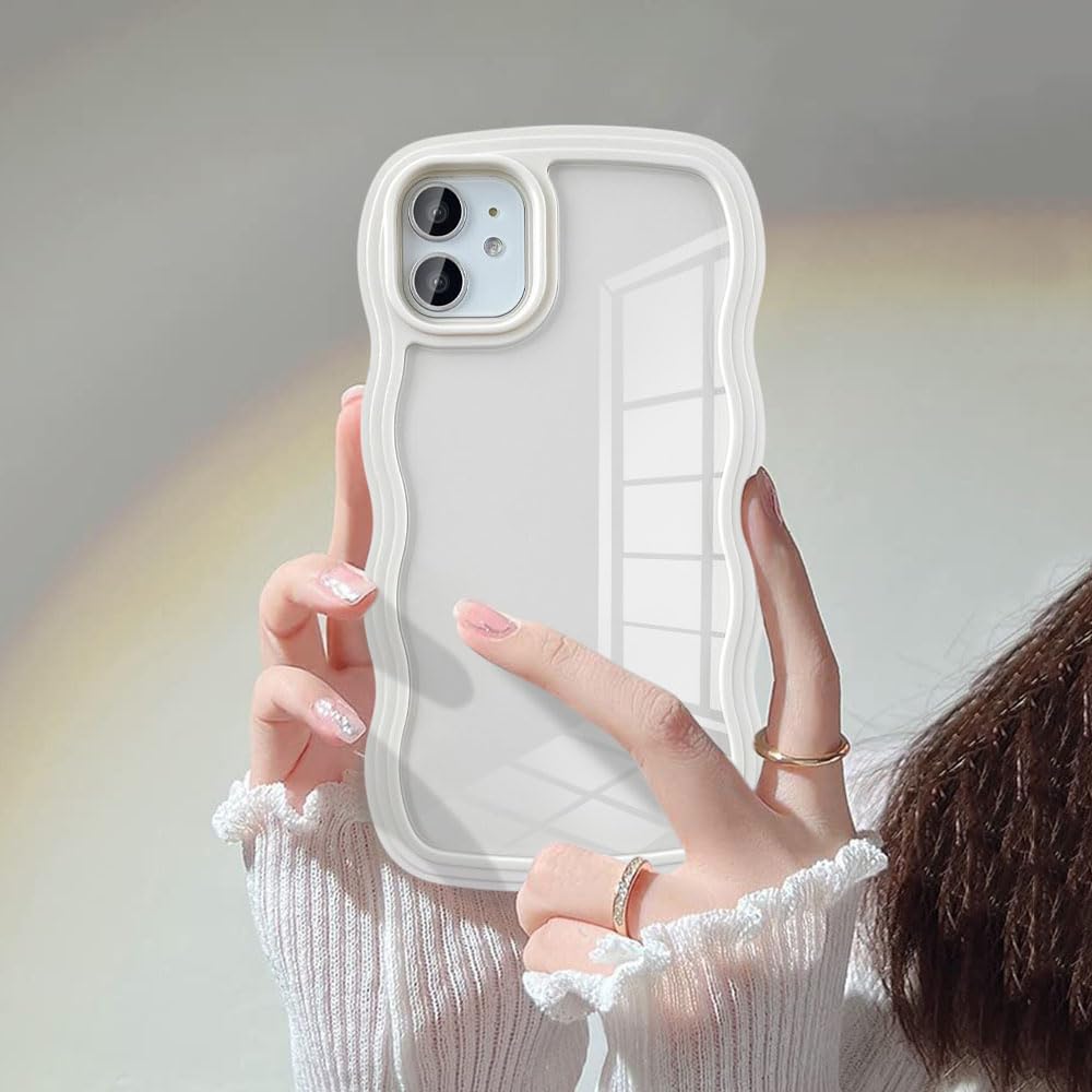 UEEBAI Funda Ondulada Para IPhone 15 Plus, Bonita Cubierta Plateada Con Forma De Onda Para IPhone, Bonita Funda Estética 3D Para Teléfono, Carcasa De Ondulación De Agua, Diseño Cromado 3D Para