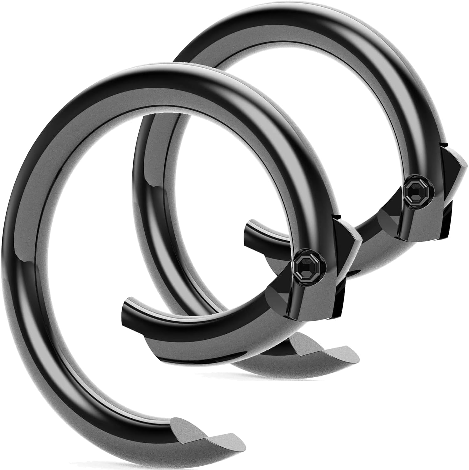 KeySmart Key Ring Clips - Round Carabiner Clip, Stainless Steel, Quick Release Keychain, Key Chain Hooks for Car Keys