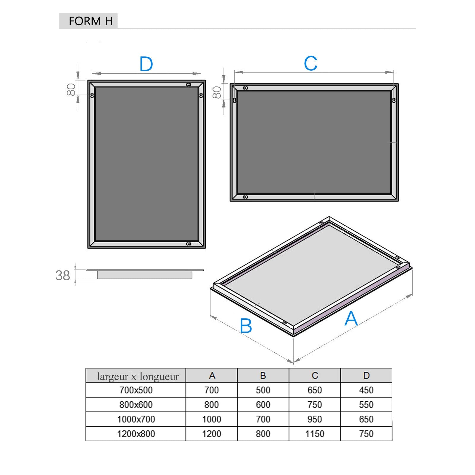 MEESALISA Lisa Miroir de Salle de Bain LED, 50 x 70 cm, avec éclairage, Anti-buée, avec Prise de Courant, Tactile, intensité Variable