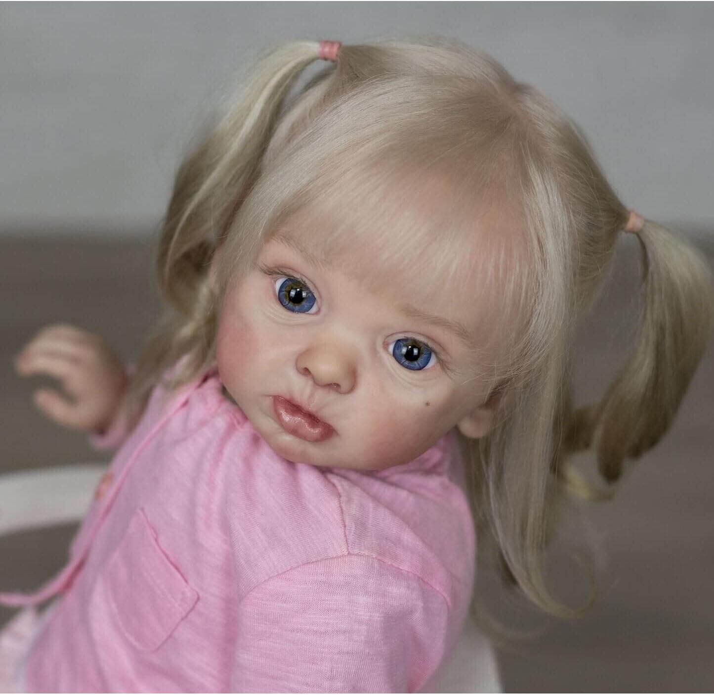Meeler 24 Inch Reborn Baby Doll, Realistic Newborn Long Blonde Hair Lovely Girl Dolls with Soft Silicone Vinyl and Cloth Body Reborn Dolls That Look Real Toddler Sweet Kids Birthday Gift