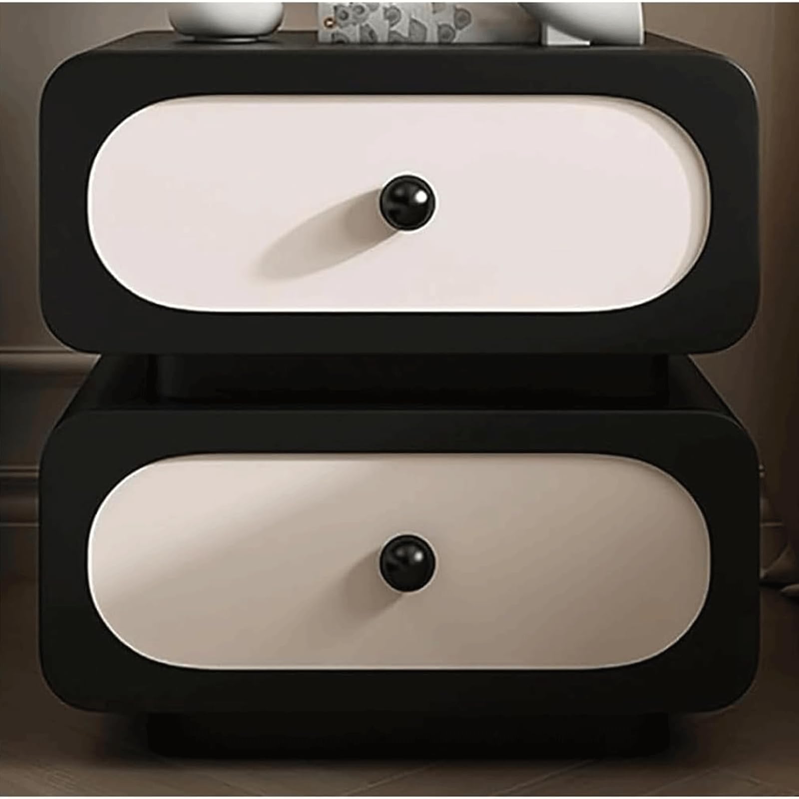 SXZenSpace Simple Side Table Sturdy and Reliable Bedside with 2 Drawers Solid Wood Nightstand for Bedroom Elegant End