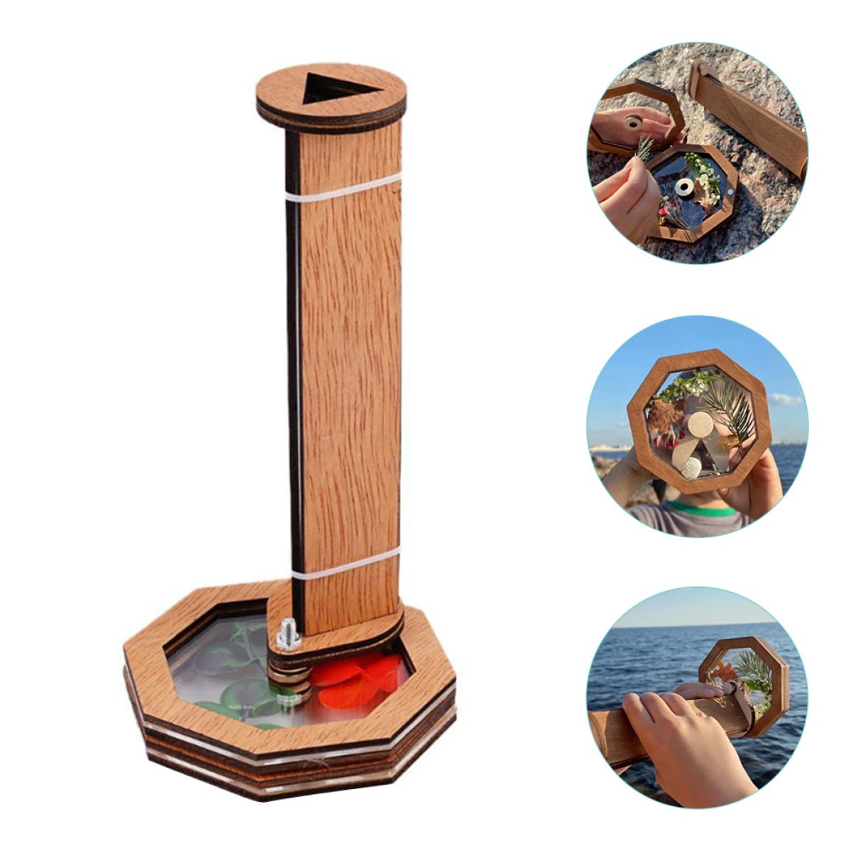 SUPVOX DIY Boys and Girls Kaleidoscope Toy Wooden Rotating Glasses Educational Entertaining