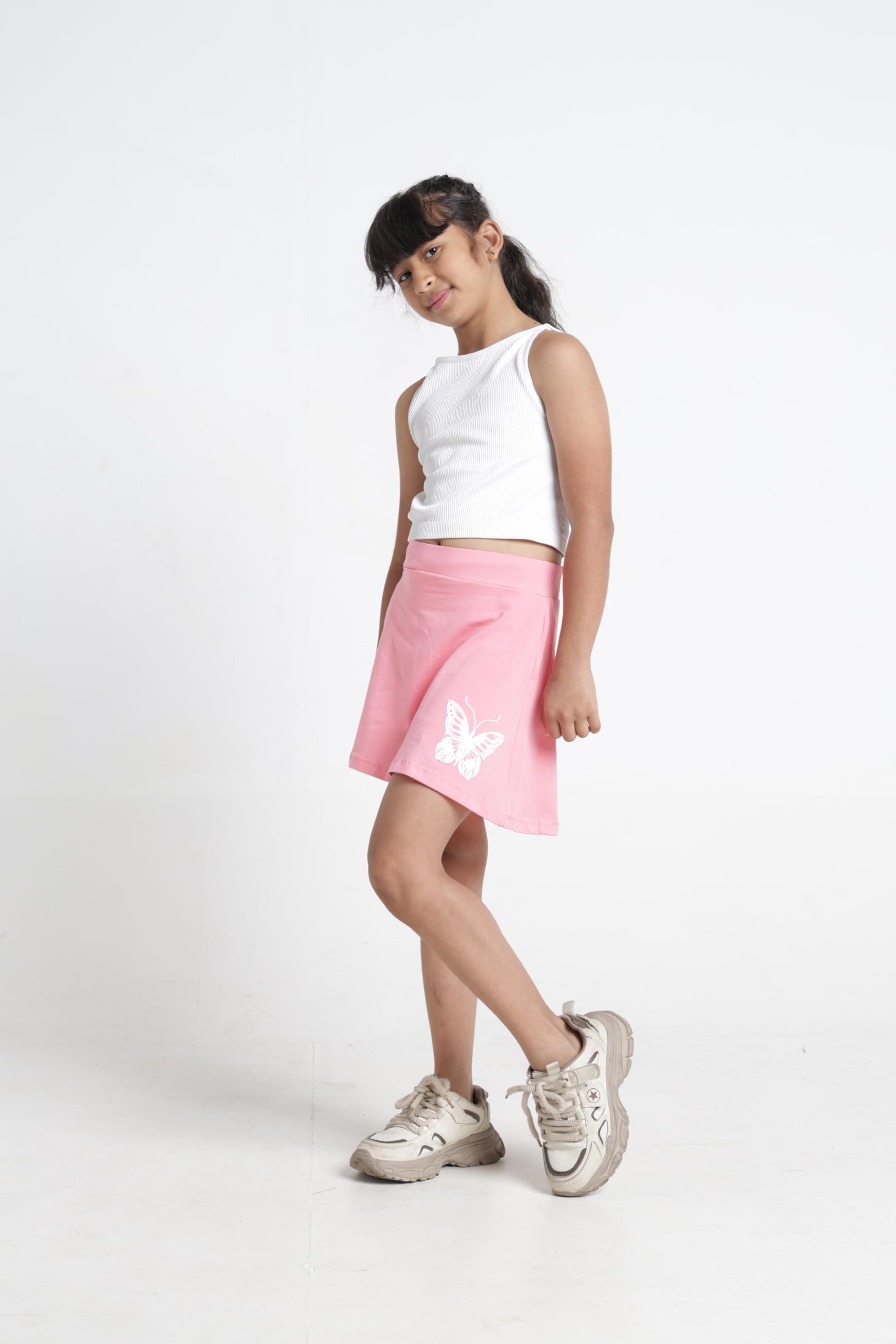 T2F Falda patinadora sobre la rodilla para niña con pantalones cortos interiores Tejido suave 100% algodón transpirable Talla súper suave para la máxima comodidad y seguridad