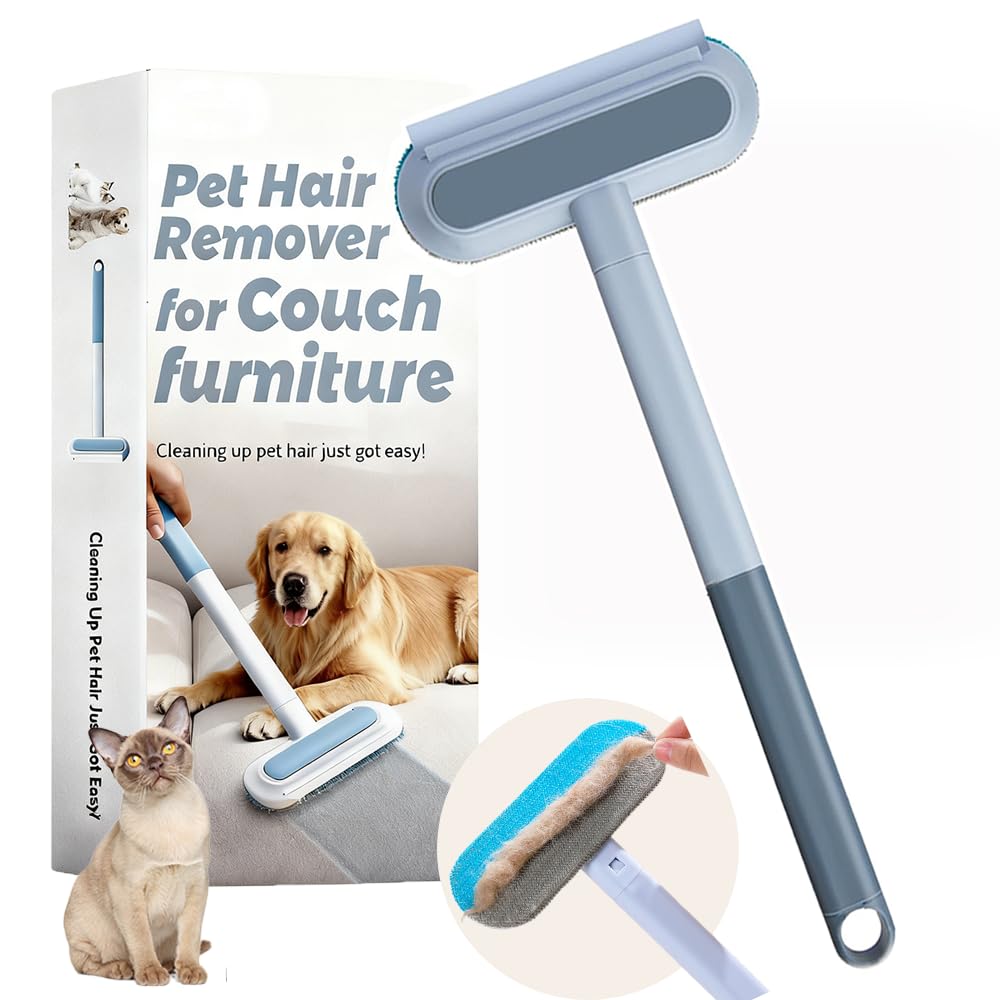 Lilacous Pet Hair Removal for Furniture, Reusable Hair Remover Tool for Dog and Cat Hair - 17.3Inch Multifunctional Lint Brush Cleaner, Durable, Washable, Gentle on Furniture