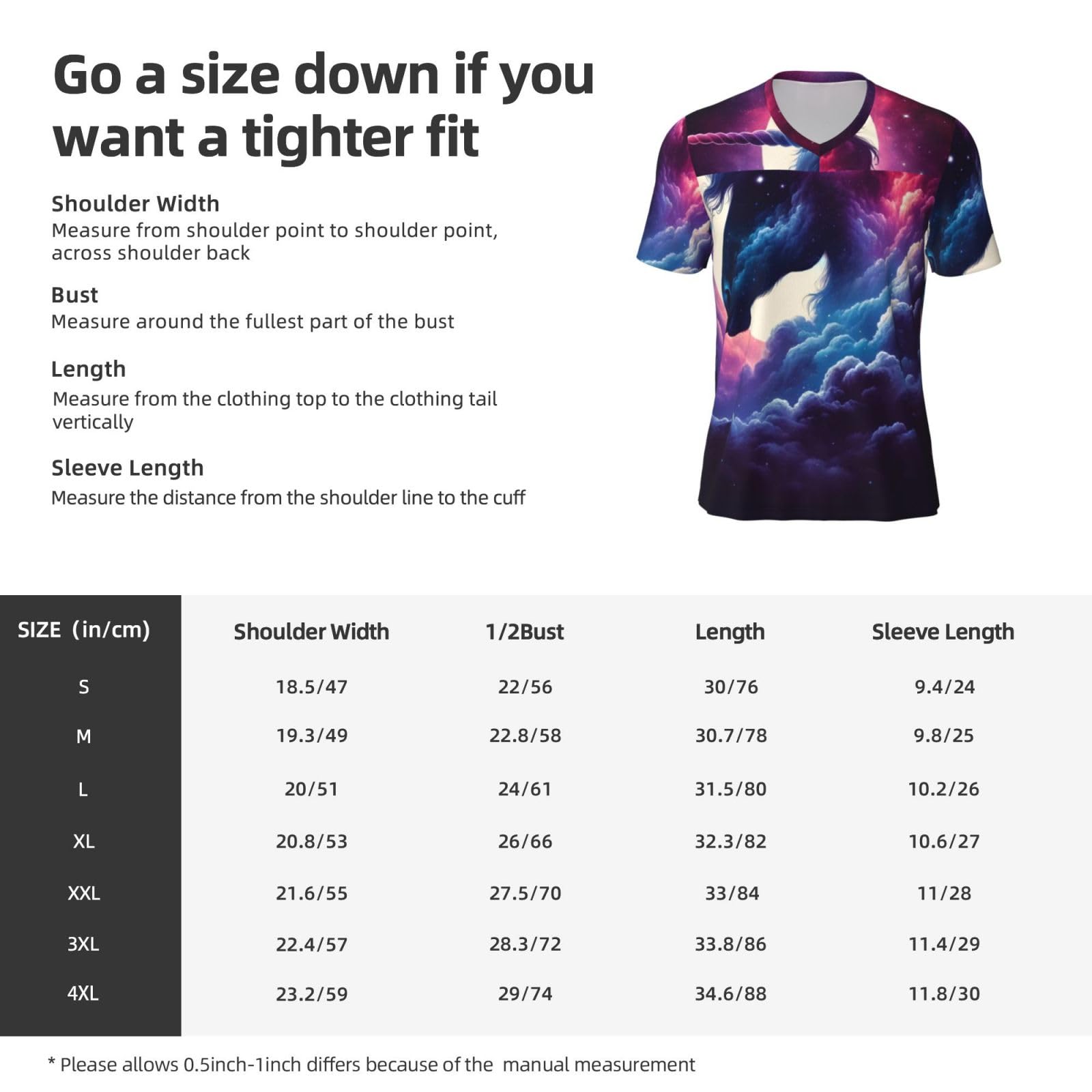 Stylish Athletic Sports Jersey One-Horned Horse-Galaxies Men's Rugby Jersey Xx-Large Black