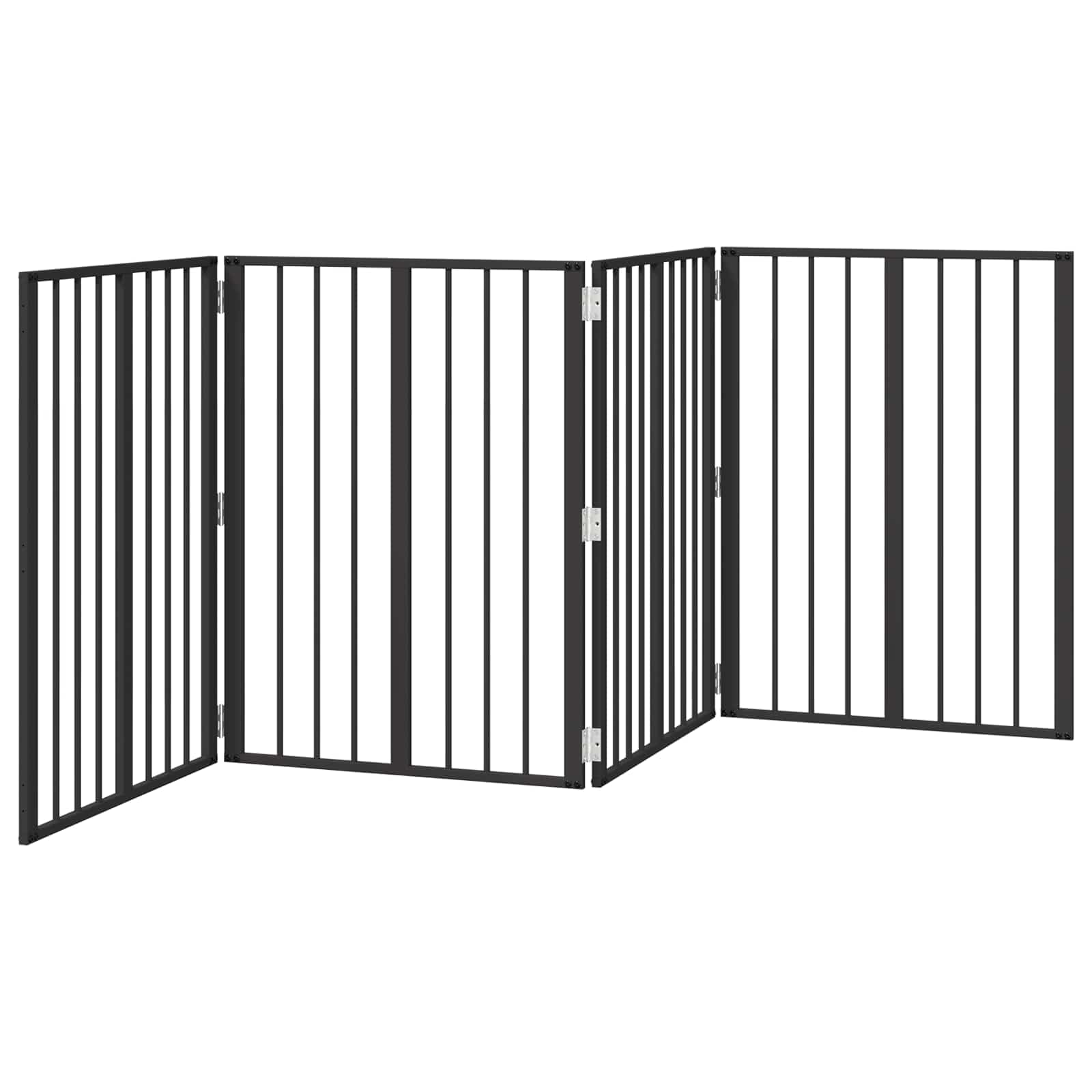 Recinzione per cani, 4 pezzi, nero, 241 x 80 cm, in acciaio | Barriera modulare per soggiorno e corridoio: flessibile adattabile, pieghevole e particolarmente facile da pulire per cani di