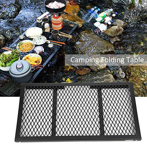 Leapiture Outdoor Folding Table, Portable Camping Table with Aluminum Top Mesh Layer Outdoor Camping Folding BBQ Table Portable Light Metal Grill