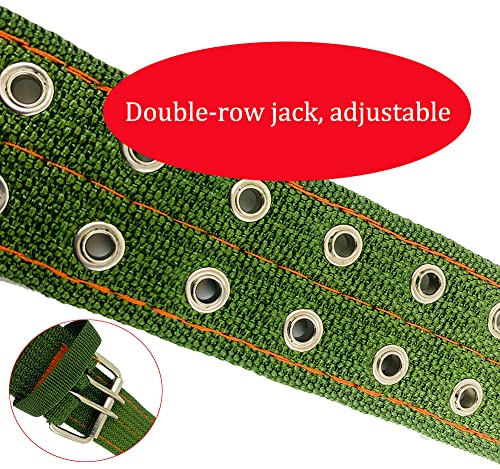 Image of Cattle Collar Adjustable Sheep Neck Strap Thick Canvas Four-Layer Nylon Thickened Collar with 2-Rows Metal Buckle and Ring Metal Buckle Traction Chain for Farm Animals Pets (29.5 inch~45.2 inch)