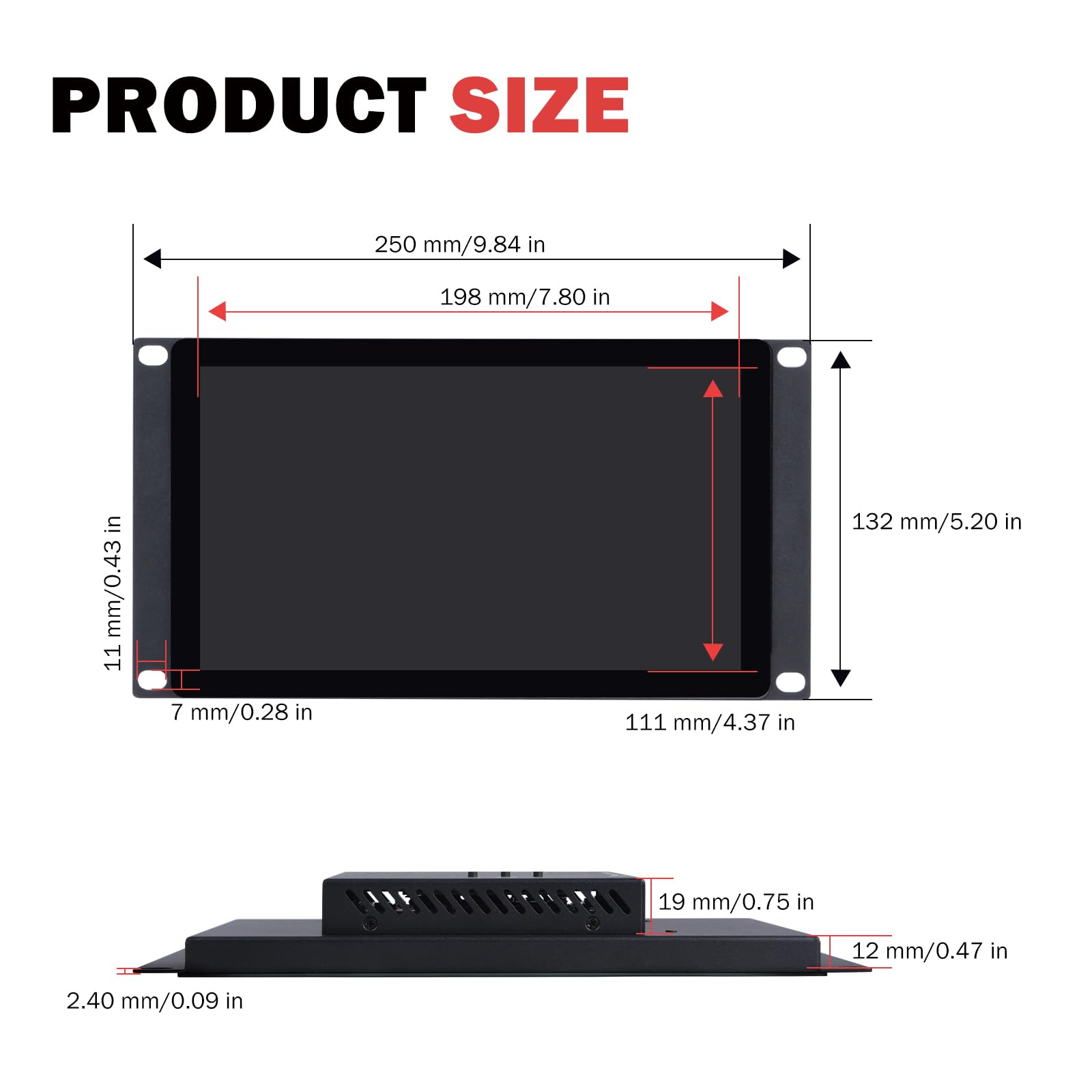 GeeekPi 9-calowy ekran dotykowy LCD 1280x720 monitor 3U do montażu w szafie rack do szafy serwerowej DeskPi RackMate T0/T1/T2/T0 Plus/T1 Plus/TL1 i 10-calowego mini stojaka serwerowego
