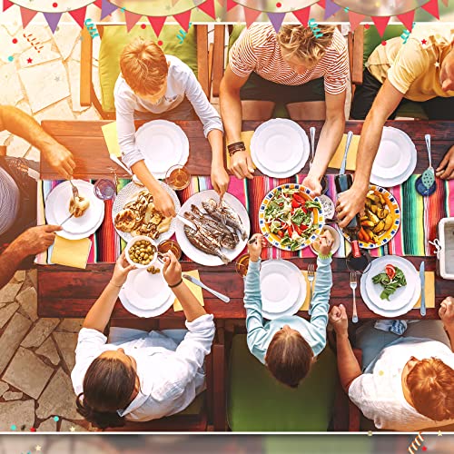 12 Pcs Mexican Serape Table Runner Mexican Party Table Blanket Serape Colorful Striped Runner Fringe Cotton Table Runner Decoration For Cinco De Mayo Fiesta Party Wedding, 14 X 84 Inches (Novel Style) #TOP4