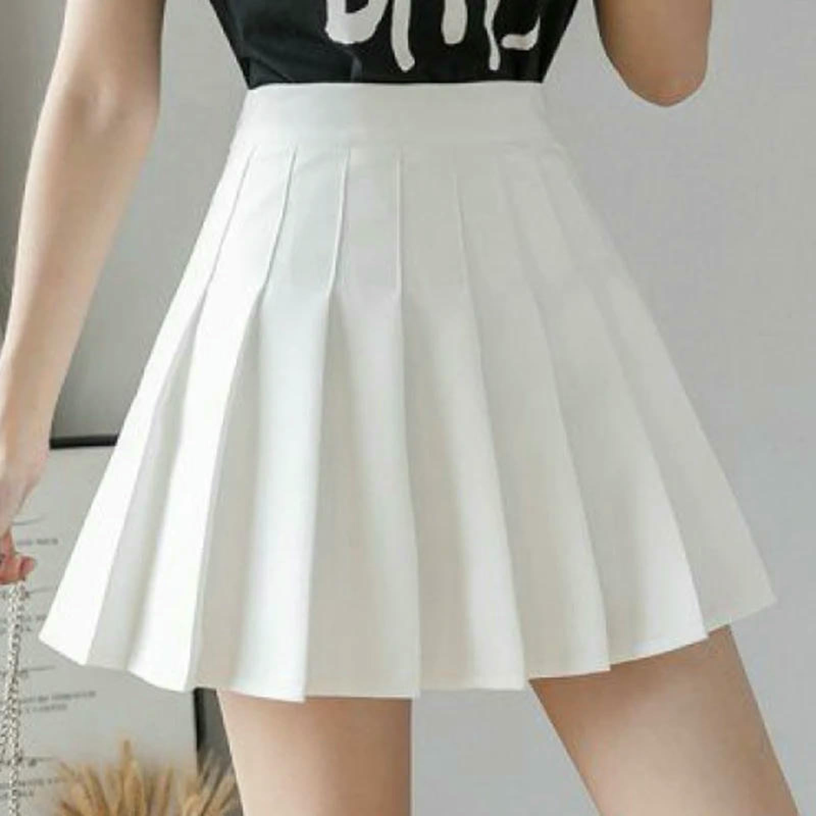 Rock Damen Rockshorts Frauen Hohe Taille Sexy Miniröcke Für Damen Plissierte Kawaii Rock Weiblich-Weiss-XL