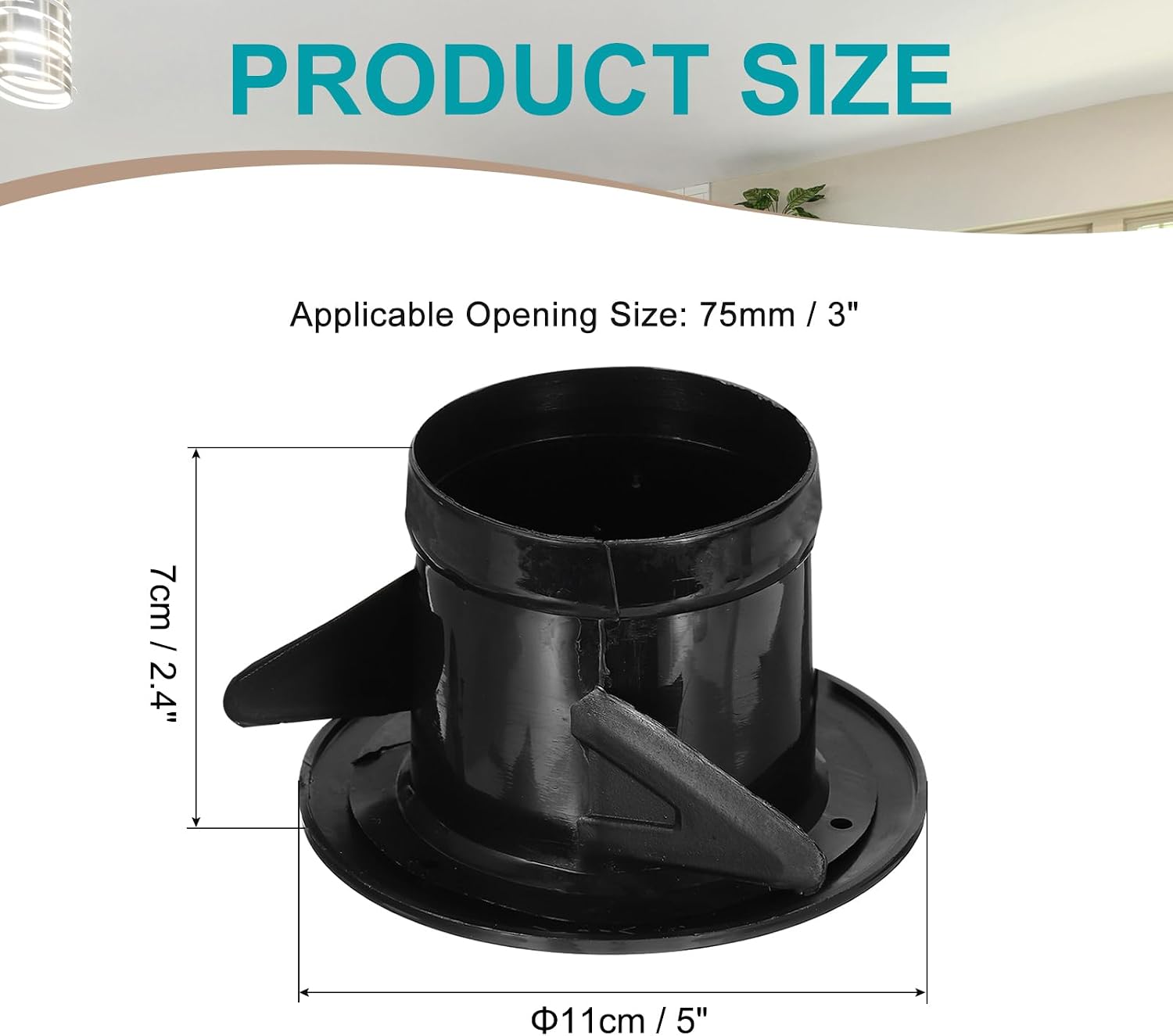 PATIKIL 3 Inch Round Air Vent Cover, Soffit Vents ABS Adjustable Ceiling Vent Covers Air Vent Louver for Bathroom Kitchen Living Room Ventilation System, Black