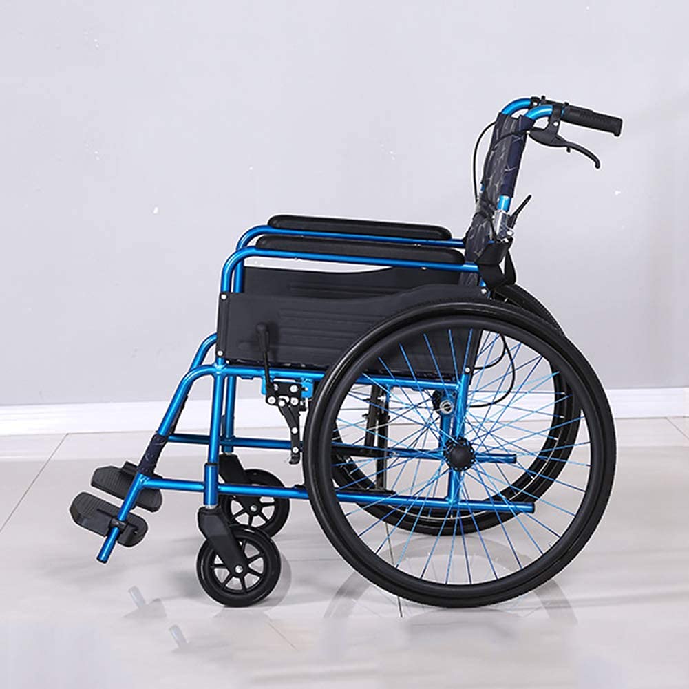 Cuscino per sedie a rotelle Pieghevoli in Alluminio Leggero con Schienale Pieghevole, Pedali Pieghevoli, Borsa portaoggetti Posteriore per Sedia a rotelle