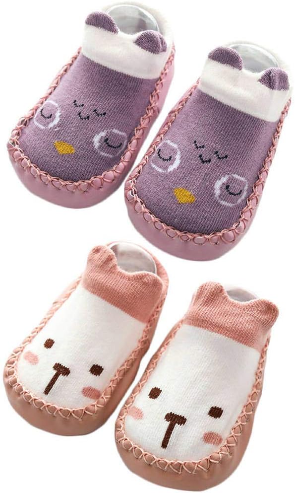 WAFUNNE Baby Slipper Socks Prewalker Shoes with Grips Rubber for Toddler Boys Girls